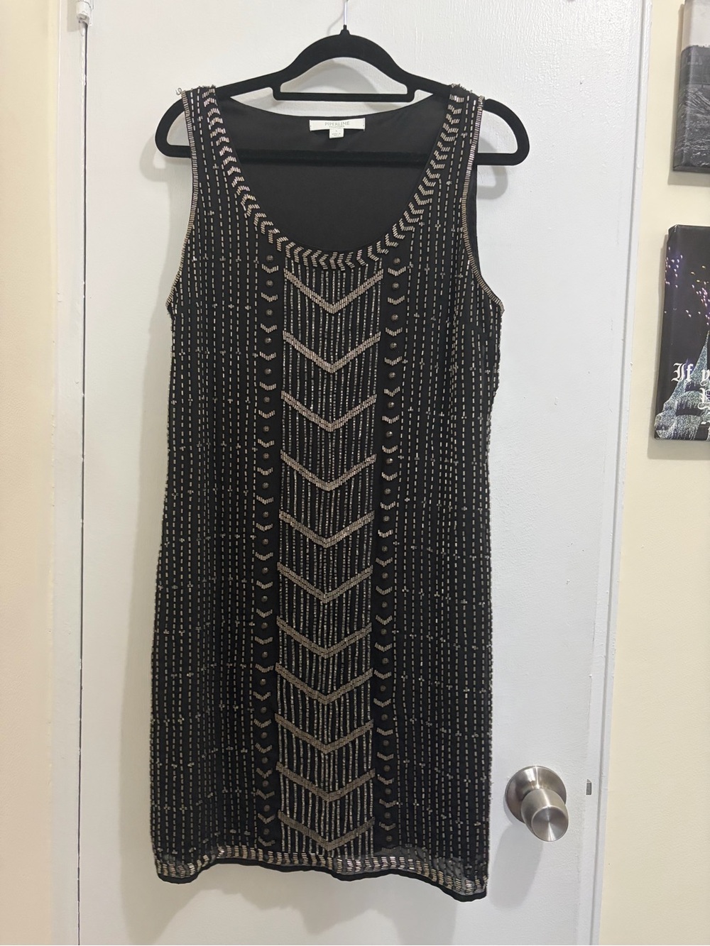 Piperlime Black Sleeveless Beaded Midi Dress